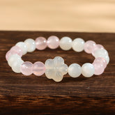 Natural Pink Crystal White Moonlight Bracelet - Purity & Healing
